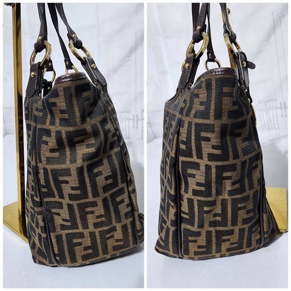 Authentic FENDI Zucca Small Chef Shopping Tote Bag Tobacco Moro Brown - Picture 9 of 14